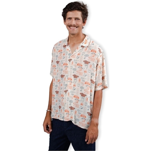 Abbigliamento Uomo Camicie maniche lunghe Brava Fabrics Buffet Aloha Shirt - Sand Bianco