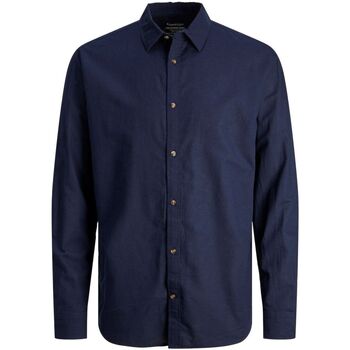 Abbigliamento Uomo Camicie maniche lunghe Jack & Jones 12248384 SUMMER LINEN-NAVY BLAZER Blu
