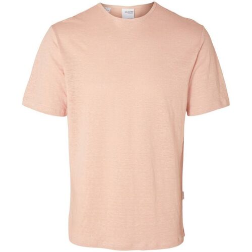 Abbigliamento Uomo T-shirt & Polo Selected 16089504 BETH LINEN SS-CAMEO ROSE Rosa