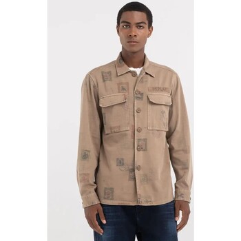 Replay Overshirt con stampa voyage all-over M8366A.000 Beige