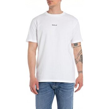 Abbigliamento Uomo T-shirt maniche corte Replay T-shirt stampa logo frontale M6795.000 Bianco