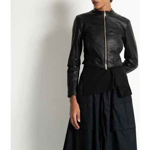 Abbigliamento Donna Giacche / Blazer Kaos Collezioni GIACCA CORTA SLIM FIT IN VERA PELLE Nero