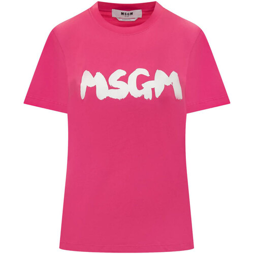 Abbigliamento Donna T-shirt maniche corte Msgm T-Shirt with brushed logo Rosa