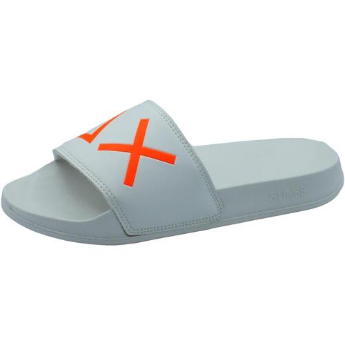 Scarpe Uomo Pantofole Sun68 X34103 Slippers Logo Bianco