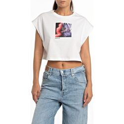Abbigliamento Donna T-shirt maniche corte Replay T-shirt cropped girocollo W3098.000.23608P Bianco