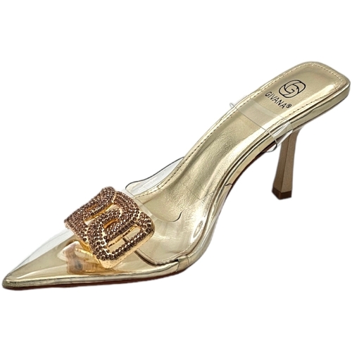Scarpe Donna Décolleté Malu Shoes Decollete scarpa donna a punta trasparente oro con nodo spilla Oro