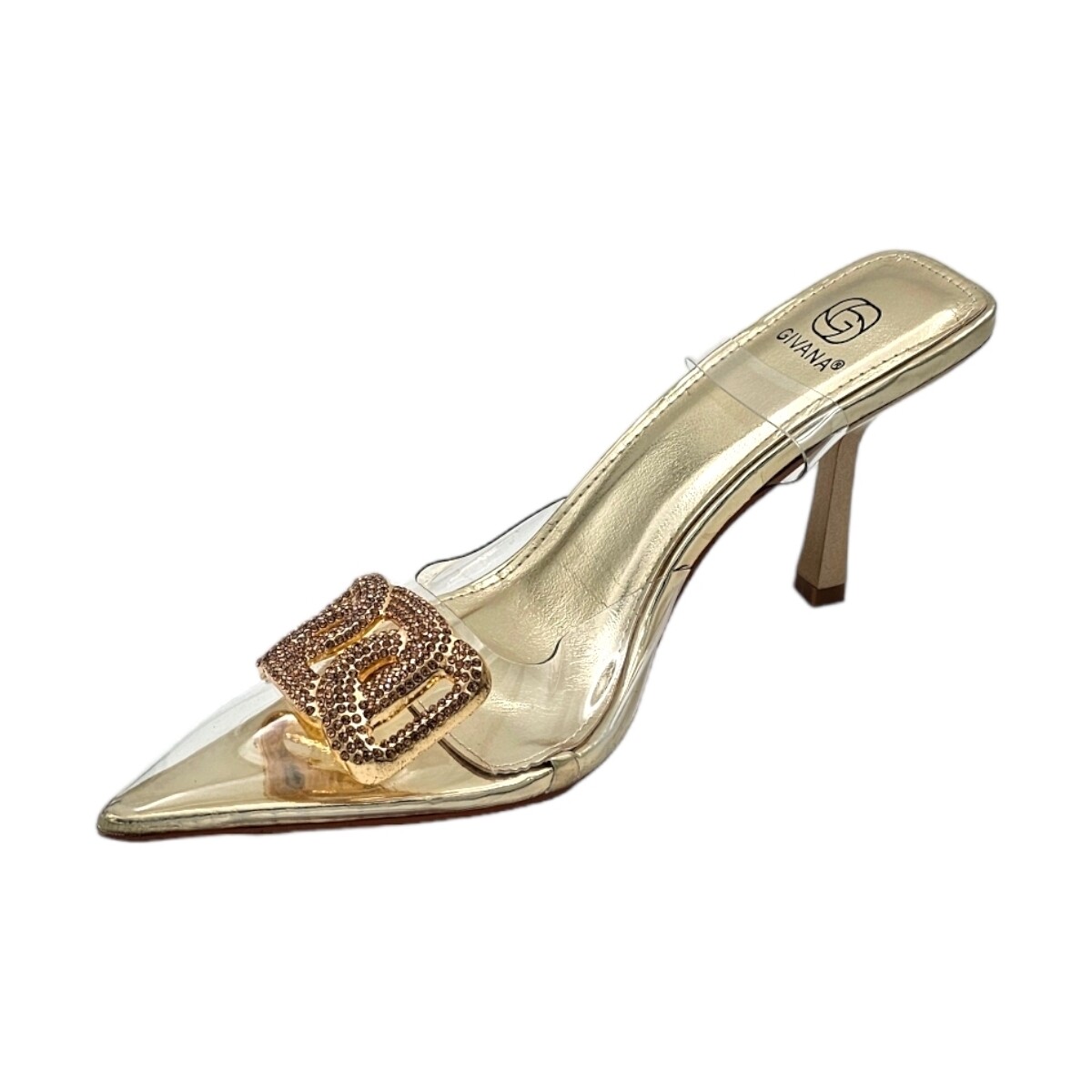 Scarpe Donna Décolleté Malu Shoes Decollete scarpa donna a punta trasparente oro con nodo spilla Oro