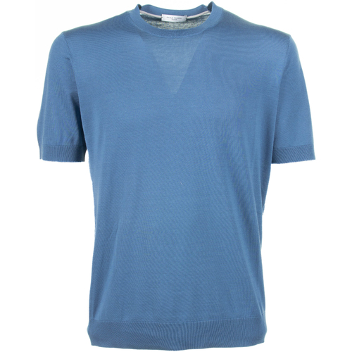 Abbigliamento Uomo T-shirt & Polo Paolo Pecora T-shirt azzurra in cotone e seta Blu