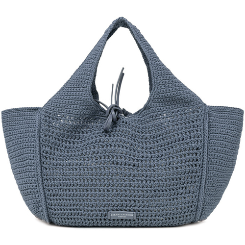 Borse Donna Borse a mano Gianni Chiarini Shopping bag Euforia bluette in tessuto uncinetto 