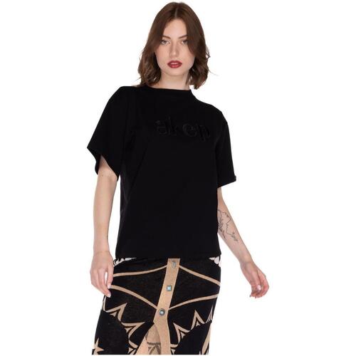 Abbigliamento Donna T-shirt & Polo Akep T-SHIRT RICAMI TEXAS Nero