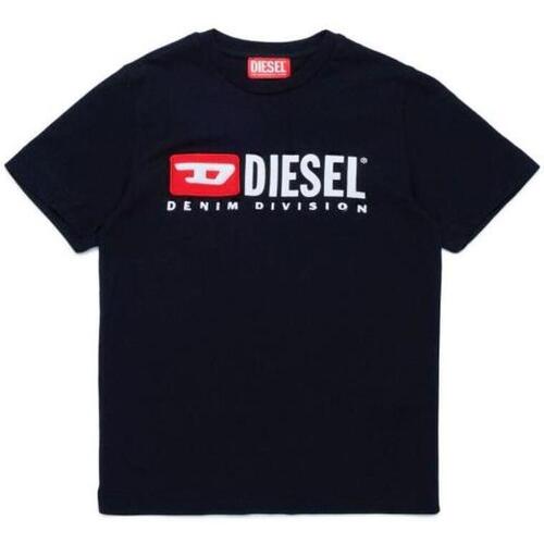 Abbigliamento Bambino T-shirt maniche corte Diesel T-shirt con rotture e logo J017930BLAP Nero