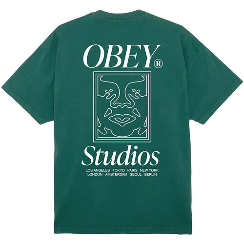 Abbigliamento Uomo T-shirt maniche corte Obey STUDIOS ICON HEAVY WEIGHT CLASSIC Verde