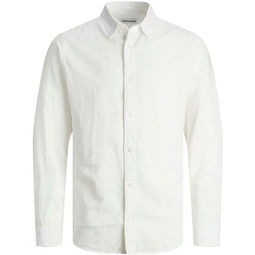 Abbigliamento Bambino Camicie maniche lunghe Jack & Jones 12248936 LINEN SHIRT-WHITE Bianco