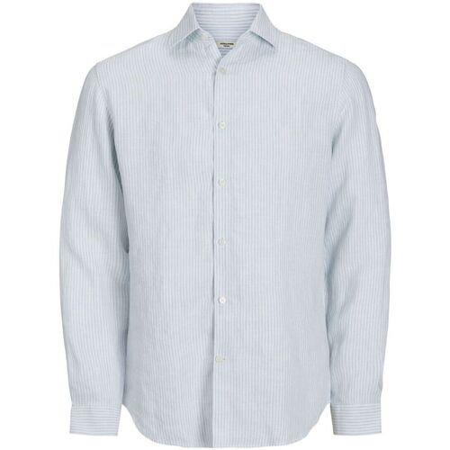 Abbigliamento Uomo Camicie maniche lunghe Jack & Jones 12251673 PARKER LINEN-SKYWAY Blu