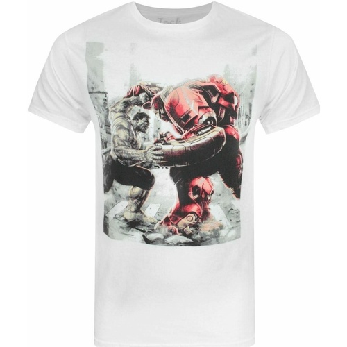 Abbigliamento Uomo T-shirts a maniche lunghe Jack Of All Trades Hulk Vs Hulk Buster Bianco