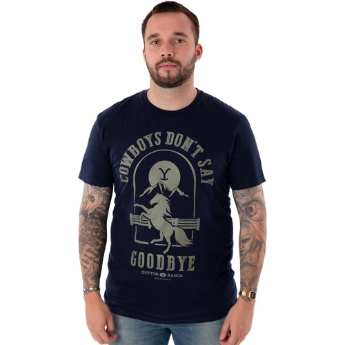 Abbigliamento Uomo T-shirts a maniche lunghe Yellowstone Cowboys Don't Say Goodbye Blu