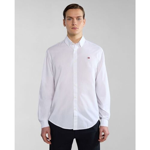 Abbigliamento Uomo Camicie maniche lunghe Napapijri G-GRAIE NP0A4H1E-002 WHITE Bianco
