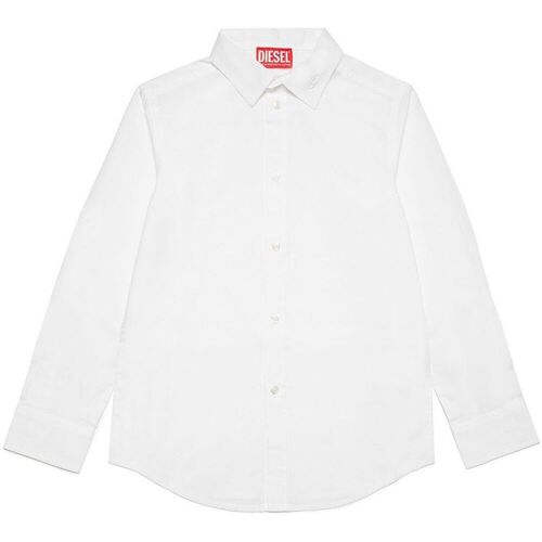 Abbigliamento Bambino Camicie maniche lunghe Diesel Camicia in popeline con logo Oval D J01746KXBA8 Bianco