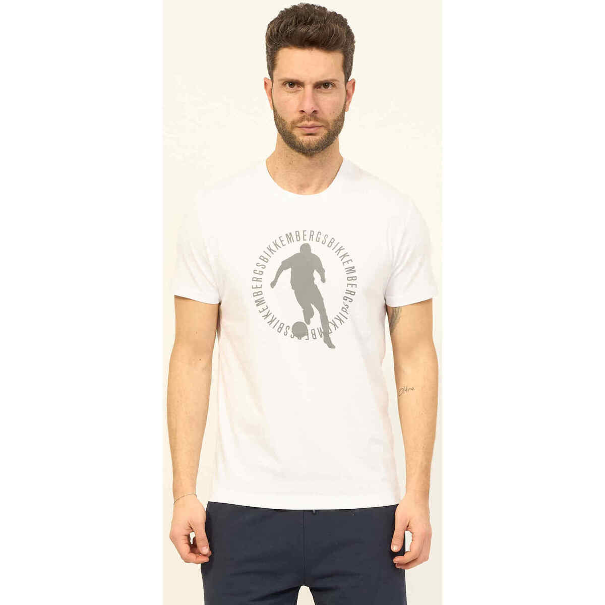 Abbigliamento Uomo T-shirt & Polo Bikkembergs T-shirt  con stampa calciatore Bianco