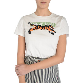 Kenzo T-Shirt  con ricamo pixel bianca Altri
