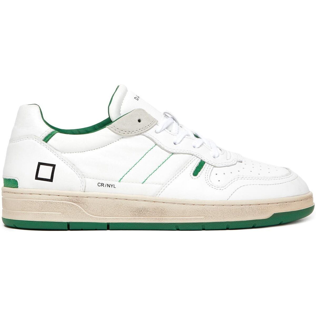 Scarpe Uomo Sneakers Date Sneaker Court 2.0 bianco verde in pelle 