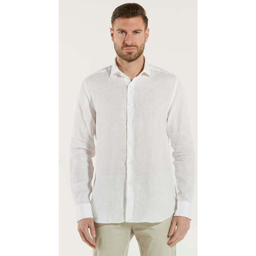 Abbigliamento Uomo Camicie maniche lunghe Xacus camicia in lino bianca Bianco