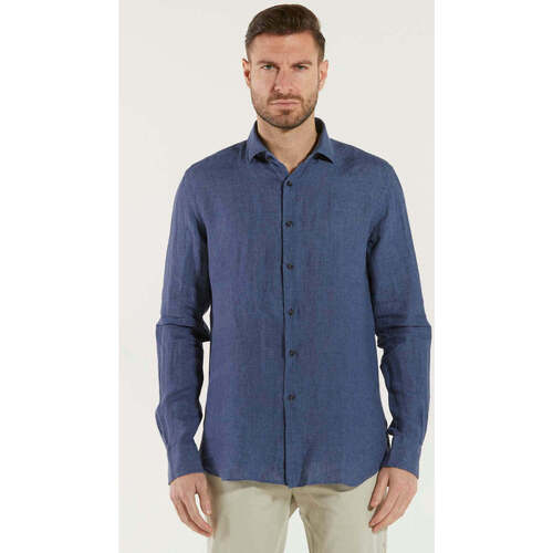 Abbigliamento Uomo Camicie maniche lunghe Xacus camicia in lino blu Blu