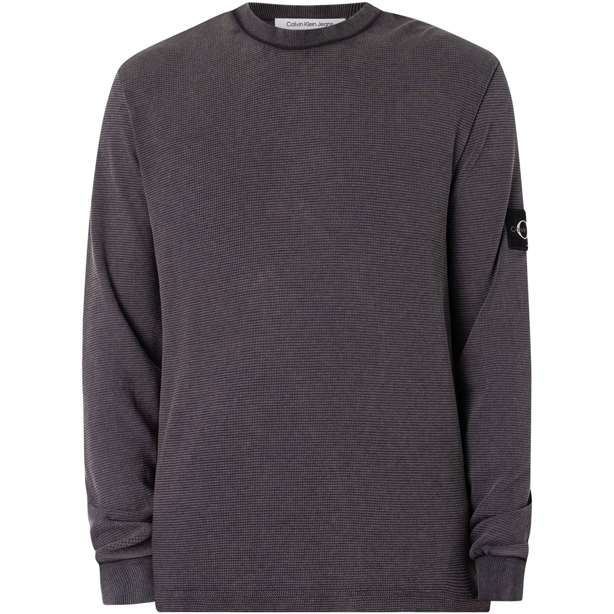 Abbigliamento Uomo T-shirt maniche corte Calvin Klein Jeans T-shirt a maniche lunghe con stemma lavato Nero