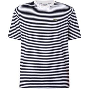 Abbigliamento Uomo T-shirt maniche corte Lacoste T-shirt con logo a righe Bianco