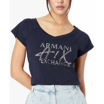 EAX T-shirt  donna con scollo a V 3RYTBX Blu