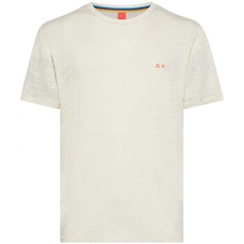 Abbigliamento Uomo T-shirt & Polo Sun68 T-Shirt In Lino Bianco Bianco