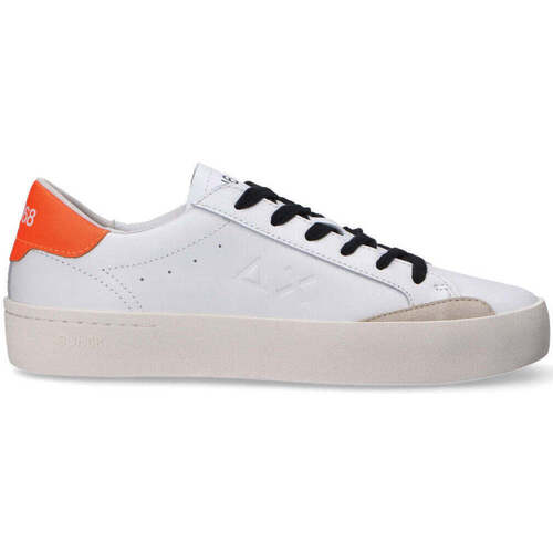 Scarpe Uomo Sneakers basse Sun68 sneaker Street Leather bianco arancio fluo Bianco