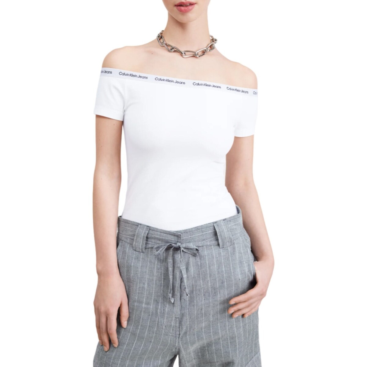 Abbigliamento Donna Polo maniche lunghe Calvin Klein Jeans J20J223098 Bianco