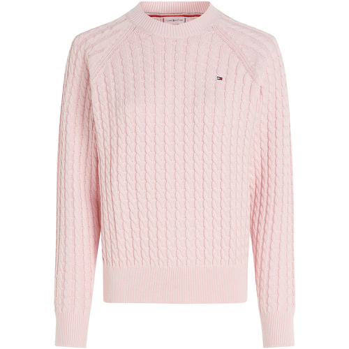 Abbigliamento Donna Maglioni Tommy Hilfiger Pullover relaxed fit rosa in maglia intrecciata 
