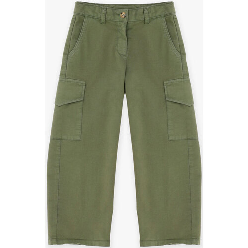 Abbigliamento Bambina Pantaloni Please Kids Pantaloni straight  con tasche laterali PHR5132G61 Verde