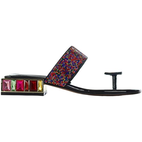 Scarpe Donna Sandali Exé Shoes Sandalo con strass multicolore Nero
