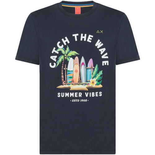 Abbigliamento Uomo T-shirt maniche corte Sun68 T-SHIRT FANCY PRINT BEACH S/S Blu