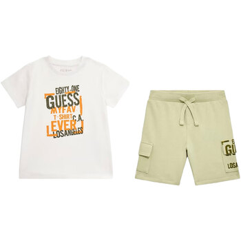 Abbigliamento Bambino Completo Guess SET SS T-SHIRT + ACTIVE SHORTS Bianco