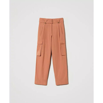 Abbigliamento Donna Jeans 3/4 & 7/8 Twin Set PANTALONI CARGO IN POPELINE Arancione