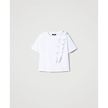Abbigliamento Donna T-shirt maniche corte Twinset Actitude T-shirt regular con volant 241AT2082 Bianco