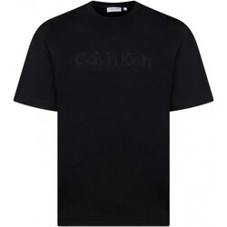 Abbigliamento Uomo T-shirt maniche corte Calvin Klein Jeans RAISED EMBROIDERED LOGO T-SHIRT Nero