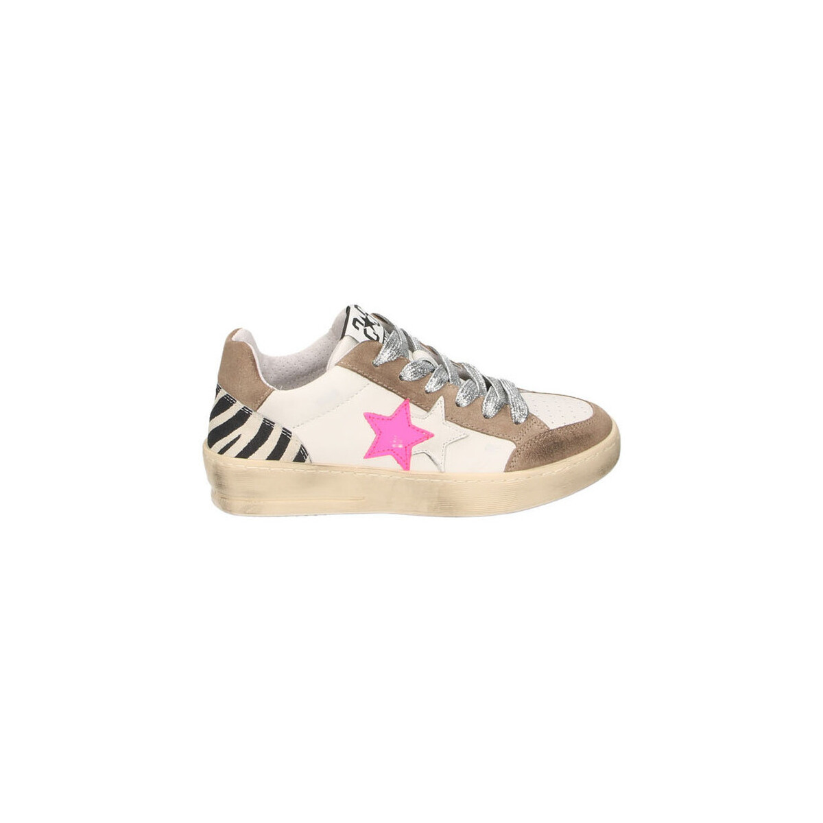 Scarpe Donna Sneakers Balada Sneakers New Star Pelle Bian - White Taupe Pink - 2sd4273-308 Multicolore