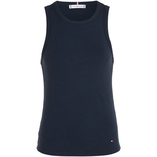 Abbigliamento Donna Top / T-shirt senza maniche Tommy Hilfiger Top blu navy con mini logo 