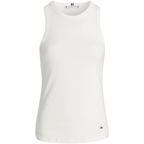Abbigliamento Donna Top / T-shirt senza maniche Tommy Hilfiger Top bianco con mini logo 