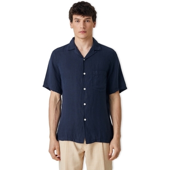 Abbigliamento Uomo Camicie maniche lunghe Portuguese Flannel Linen Camp Collar Shirt - Navy Blu
