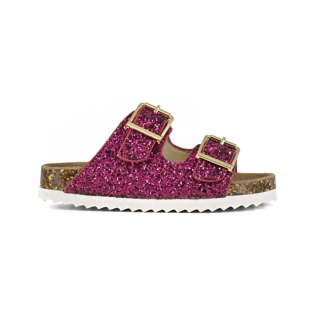 Scarpe Unisex bambino Sandali Colors of California Glitter sandal 2 buckles Rosa