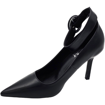 Scarpe Donna Décolleté Malu Shoes Scarpa decollete donna nero in pelle a punta con cinturino larg Nero