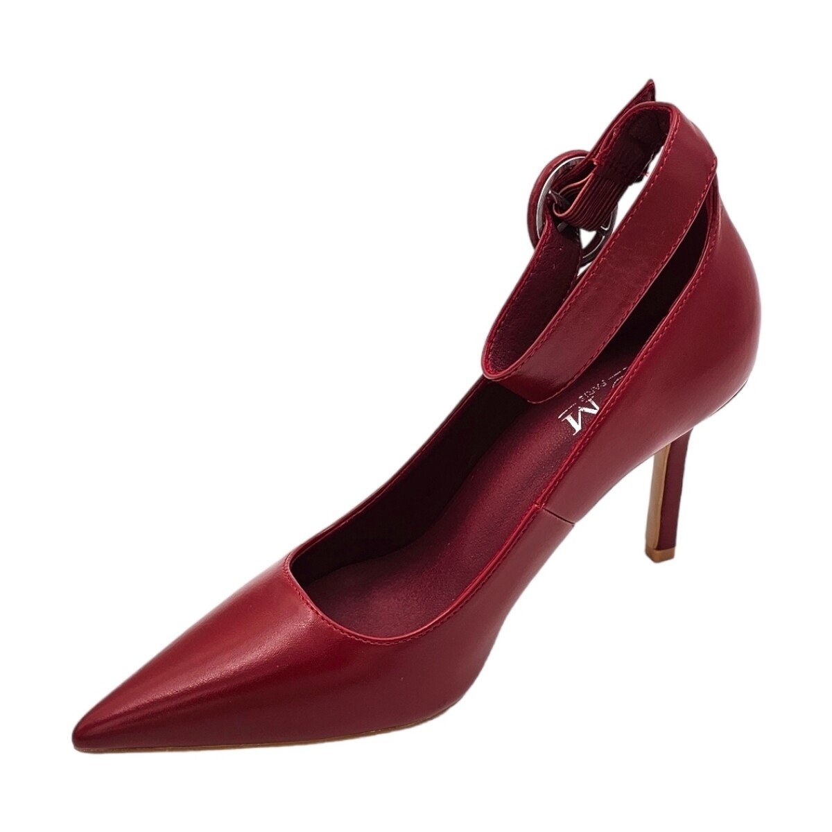 Scarpe Donna Décolleté Malu Shoes Scarpa decollete donna rosso in pelle a punta con cinturino lar Rosso