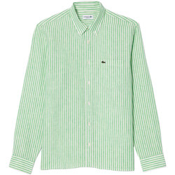 Abbigliamento Uomo Camicie maniche lunghe Lacoste CAMICIA DI LINO REGULAR FIT Verde