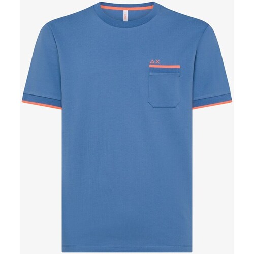 Abbigliamento Uomo T-shirt maniche corte Sun68 T34124 T-Shirt Uomo Celeste scuro Blu